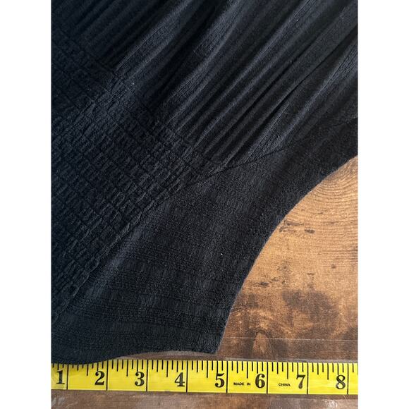 Time Tru Blouse Top Black XL Large Relaxed fit Soft Pleats Flutter Sleeve Boho - Picture 6 of 9